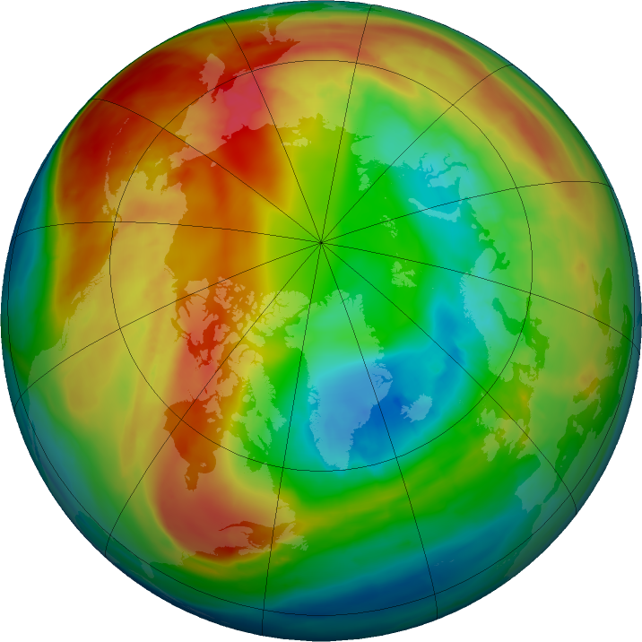 Arctic ozone map for 13 February 2016